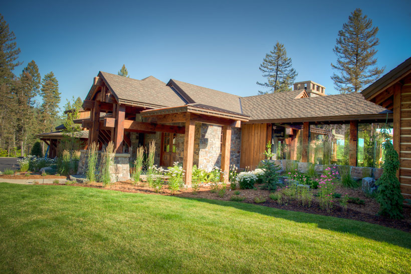 Newly constructed trail winding through a forested lot
